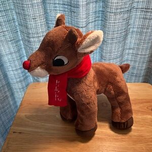 Dan Dee Brown 12” Plush Toy Reindeer Rudolph‎ scarf holiday Christmas